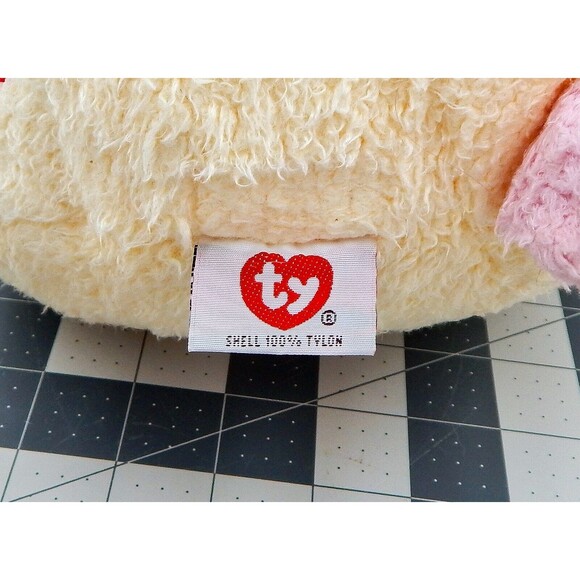 Ty Pillow Pals Yellow Pink Puppy Dog Plush DogBaby 8" Rattle Lovey 1999 Stuffed - Picture 7 of 12